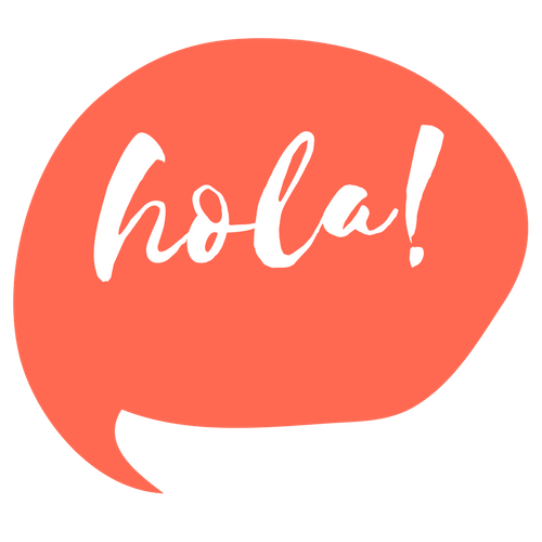 Graphic speech bubble with "hola" in it. 