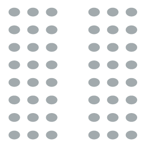 seating in two columns formed in rows