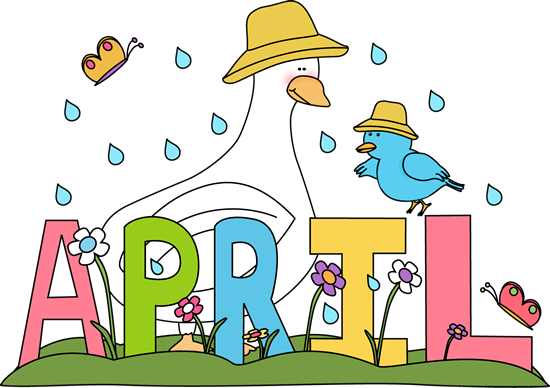 A. P. R. I. L. with rain and birds