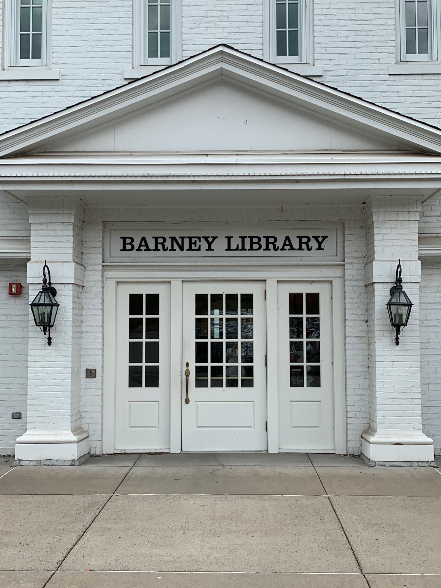 front of Barney library