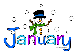 word January with a snowman