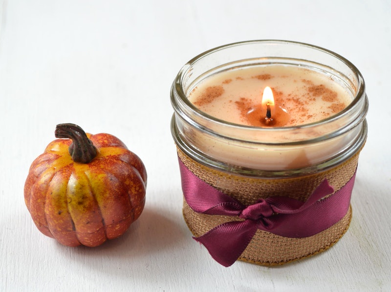 tiny pumpkin and candle