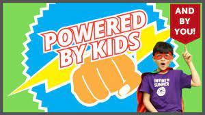 graphic of lightning bolt and fist with words "Powered by Kids"