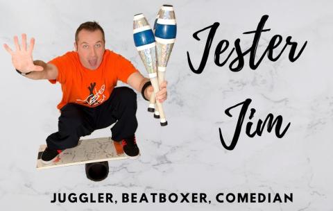 picture of Jester Jim, comedian, beat boxer, and juggler